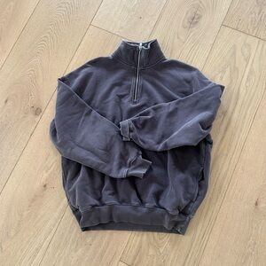 Aritzia TNA sweat fleece brown quarter zip size 2